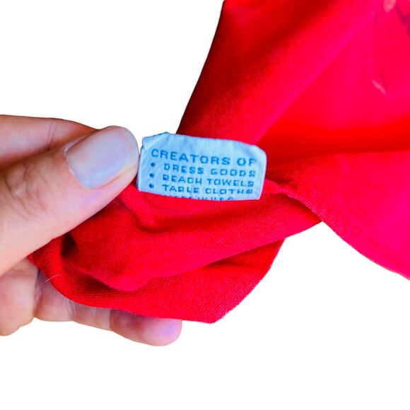 Vtg Christmas CALIFORNIA HAND PRINTS Tablecloth circa 1950s 64" x 51" Red - Picture 16 of 16